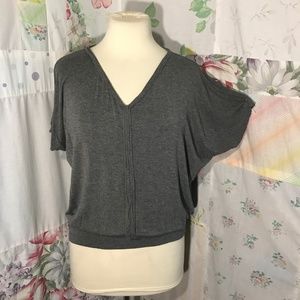 Gray Short Dolman Sleeved Top